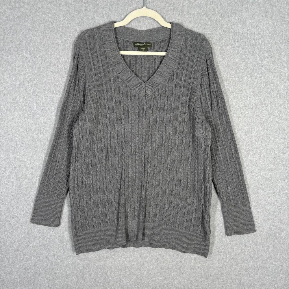 Eddie Bauer Sweater XXL Tunic Cable Knit Tennis Prep Old Money Classic Nautical‎